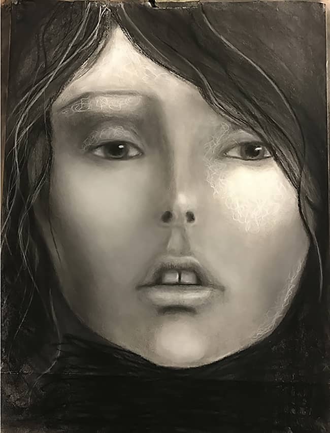 One Hundred Faces Art Challenge Large Charcoal Portrait of a Woman #9