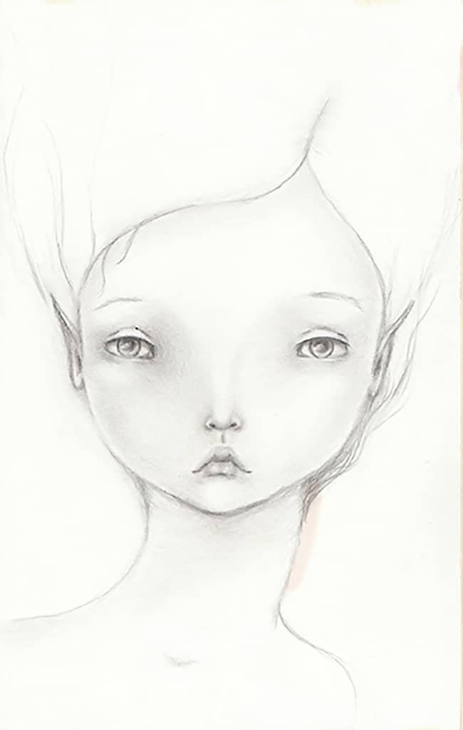 Face #19; Faery Girl -Graphite Sketch in 5.5"x9" Sketchbook